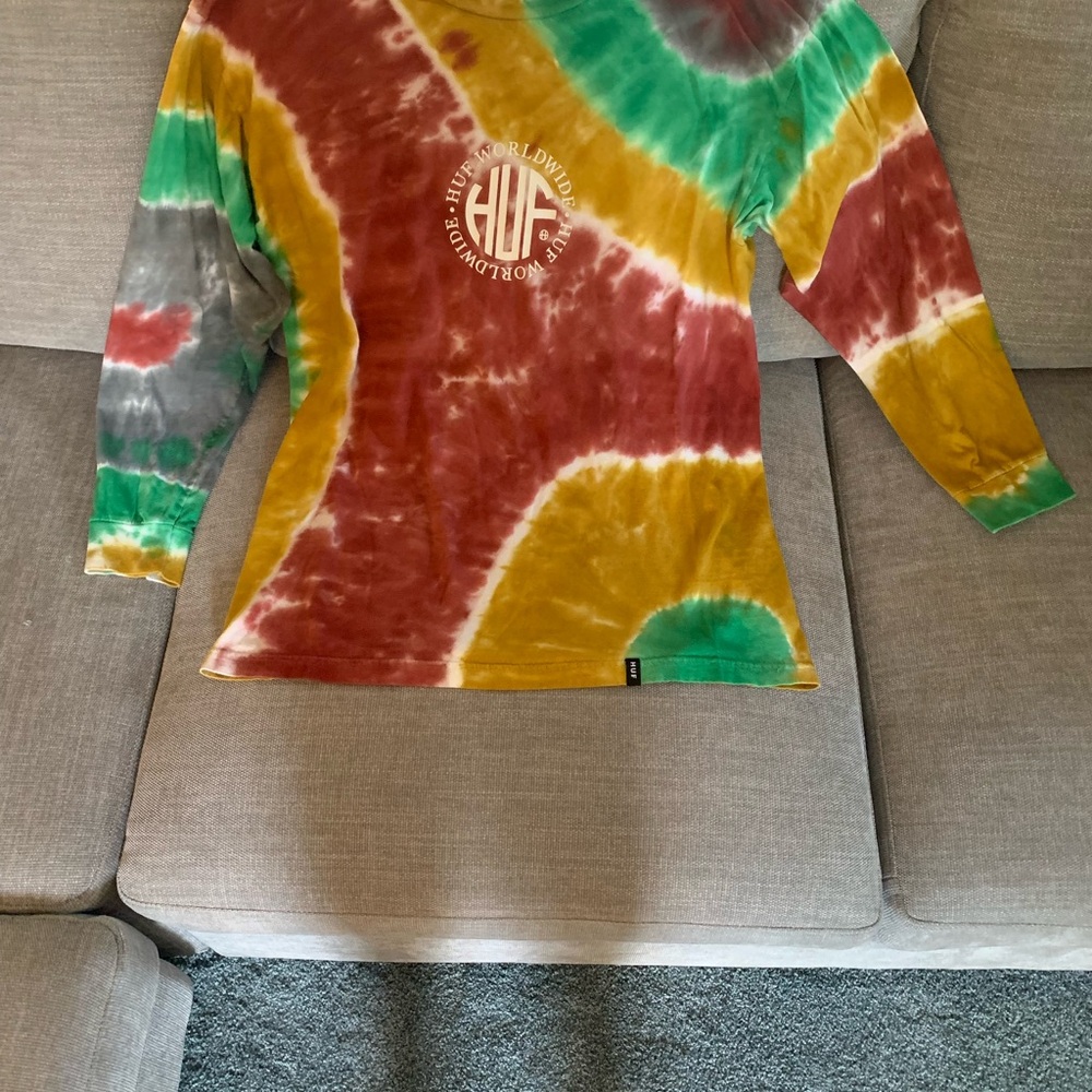 HUF Vibrant Red and Green Long Sleeve Tee